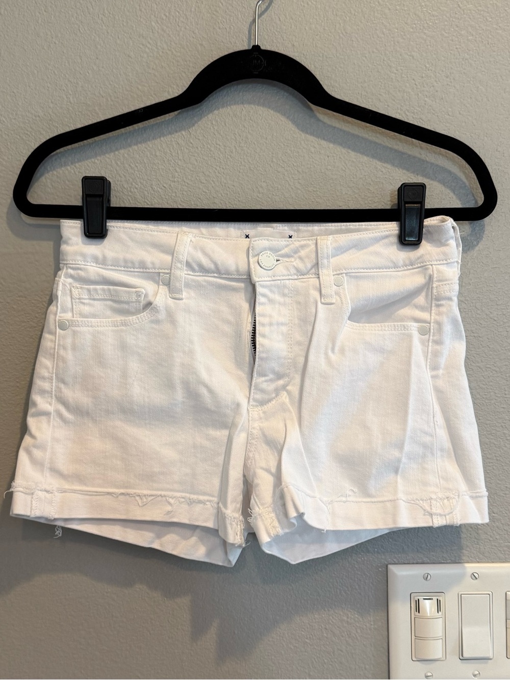 PAIGE White Denim Short Shorts